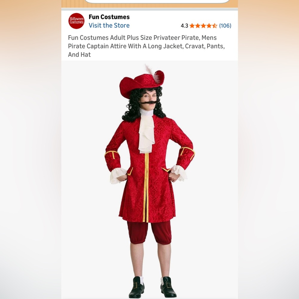 Red Pirate Captain Costume
